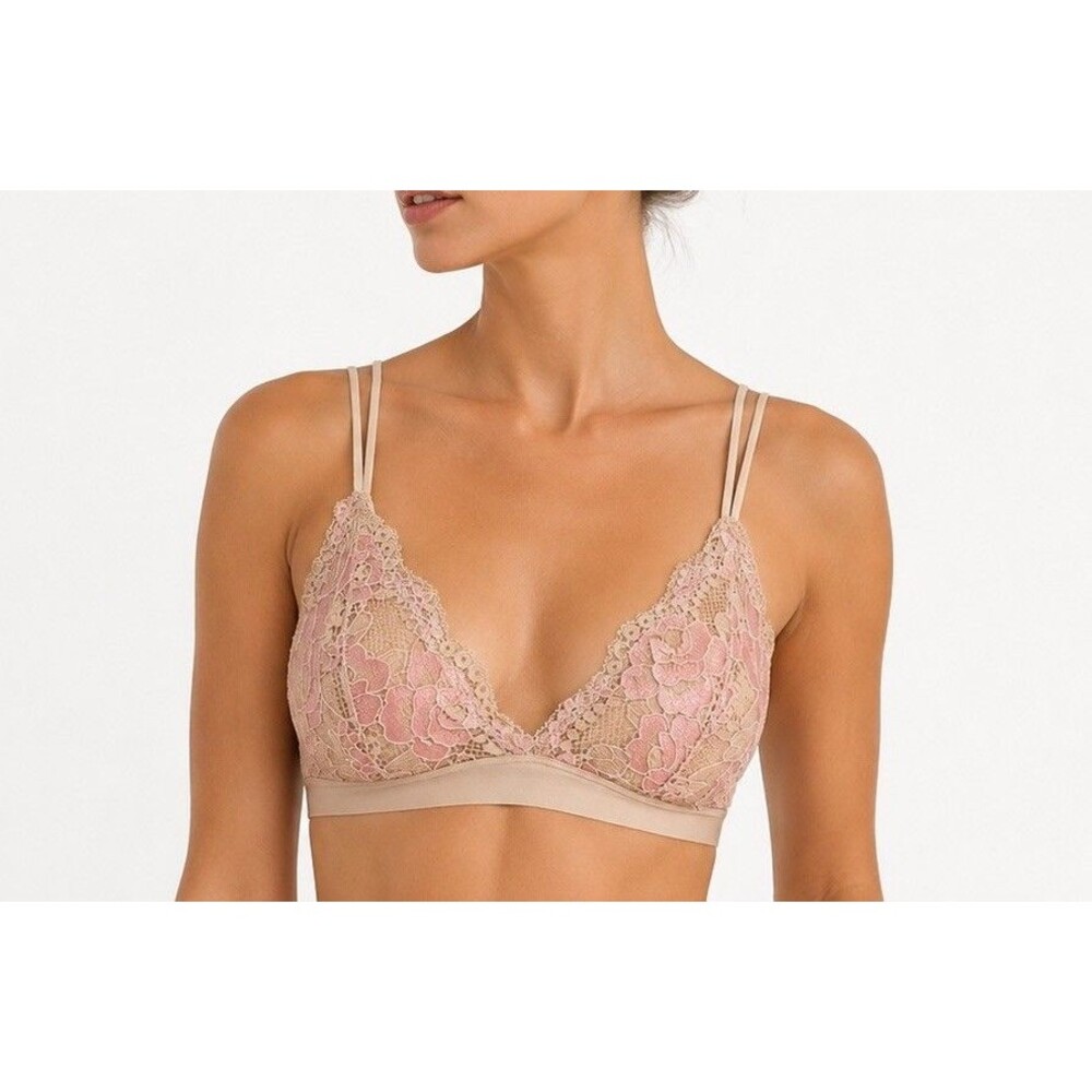 Our Story URBN Lace Bralette Bra Small Pink Nude Floral Wireless